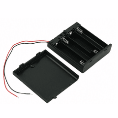 4x AA Battery Holder w/ Cover & Switch – For DIY & electronics. -Battery Accessories -Robocraze