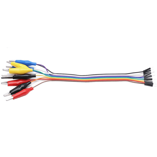 10-Pin Alligator Clip to Male Jumper Wire (20cm) – Ideal for test leads & prototyping. Electronic Components - Robocraze