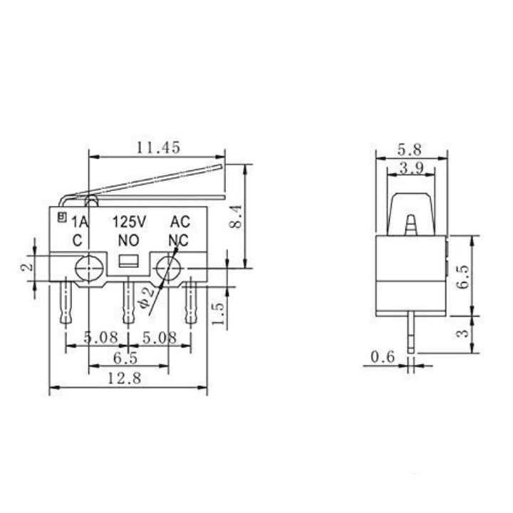 KW10-Z1P limit switch 1A 125V AC micro component for 3D printer sensors -Robocraze