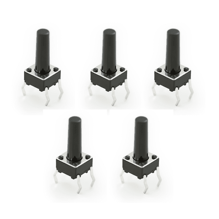 4-Pin Long Push Button Switch (Pack of 5) – Extended push button - Mini Switch - Robocraze