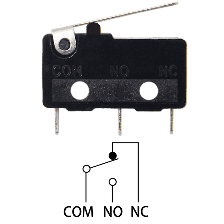 SPDT 3-pin 250V 6A micro limit switch with 15mm arm lever for CNC or 3D printer -Robocraze