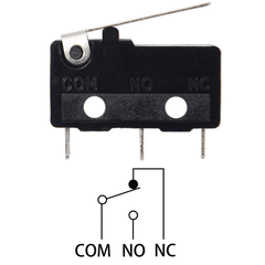 SPDT 3-pin 250V 6A micro limit switch with 15mm arm lever for CNC or 3D printer -Robocraze