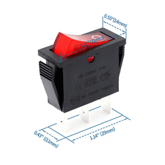 Rocker Switch 16A 250V SPDT 3PIN Red LED – High-power SPDT rocker switch - Mini Switch - Robocraze