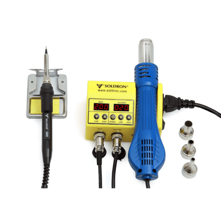 Soldron 8898 Hot Air Soldering Station – Portable dual hot air station – soldering station - Soldering Kit -Robocraze