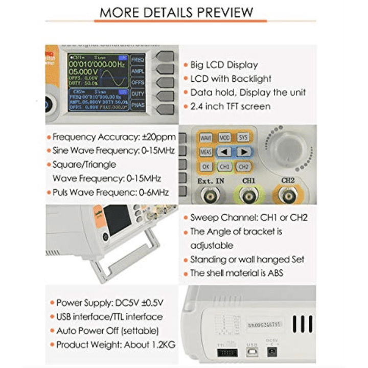 MetroQ MTQ1515 DDS Signal / Function Generator with Counter with USB- 15 Mhz-Robocraze