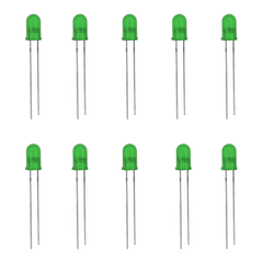 3mm Green LED (Pack of 10) – Reliable LED for DIY circuits - Electronic Components - Robocraze