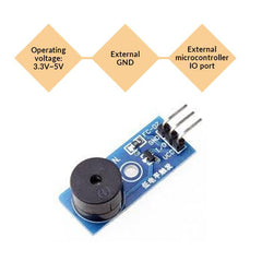 Active Buzzer Module 3.3V-5V – Self-driving buzzer for Arduino & electronics. -Electronic Components - Robocraze