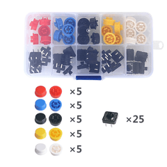 Tactile Push Button Switch Kit (25 Pieces) – Assorted push button switches - Mini Switch - Robocraze