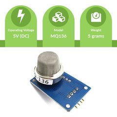 MQ-136 H2S Gas Sensor – MQ-136 sensor for hydrogen sulfide gas detection. -Gas Sensor -Robocraze