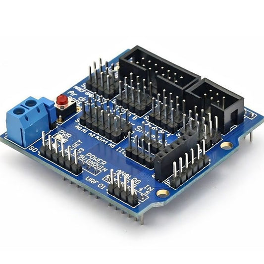 Arduino UNO Sensor Shield V5 – Upgraded Arduino shields with better sensor connectivity. -Robocraze