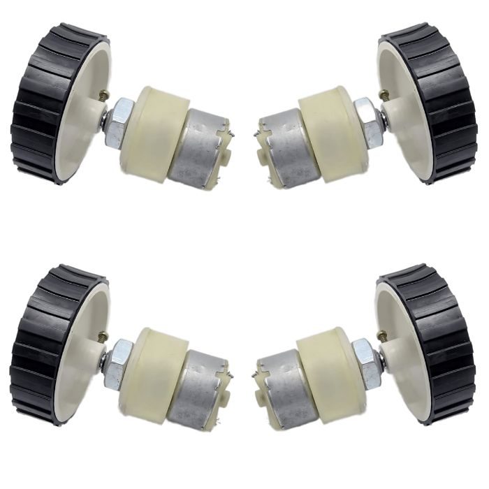 4 Pieces 7X2cm Robot Wheels + 4 Pieces 200 RPM DC Gear Motor, perfect for DIY robots – Electric Motors - Robocraze