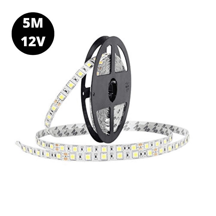 Buy 12V Cold White 5050 SMD LED Strip Flexible 5M/Roll Waterproof (5 Meter)  – Robocraze