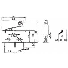 Micro limit switch with roller for RepRap Prusa CNC 3D printers 250VAC 5A -Robocraze