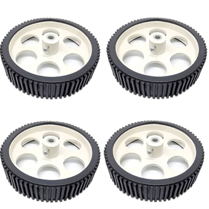 4 Pieces 10X2cm Robot Wheels + 4 Pieces 200 RPM DC Gear Motor, for robot chassis – Electric Motors - Robocraze