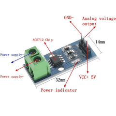 20A ACS712 Current Sensor - High-precision current sensing up to 20A. -Current Sensor -Robocraze