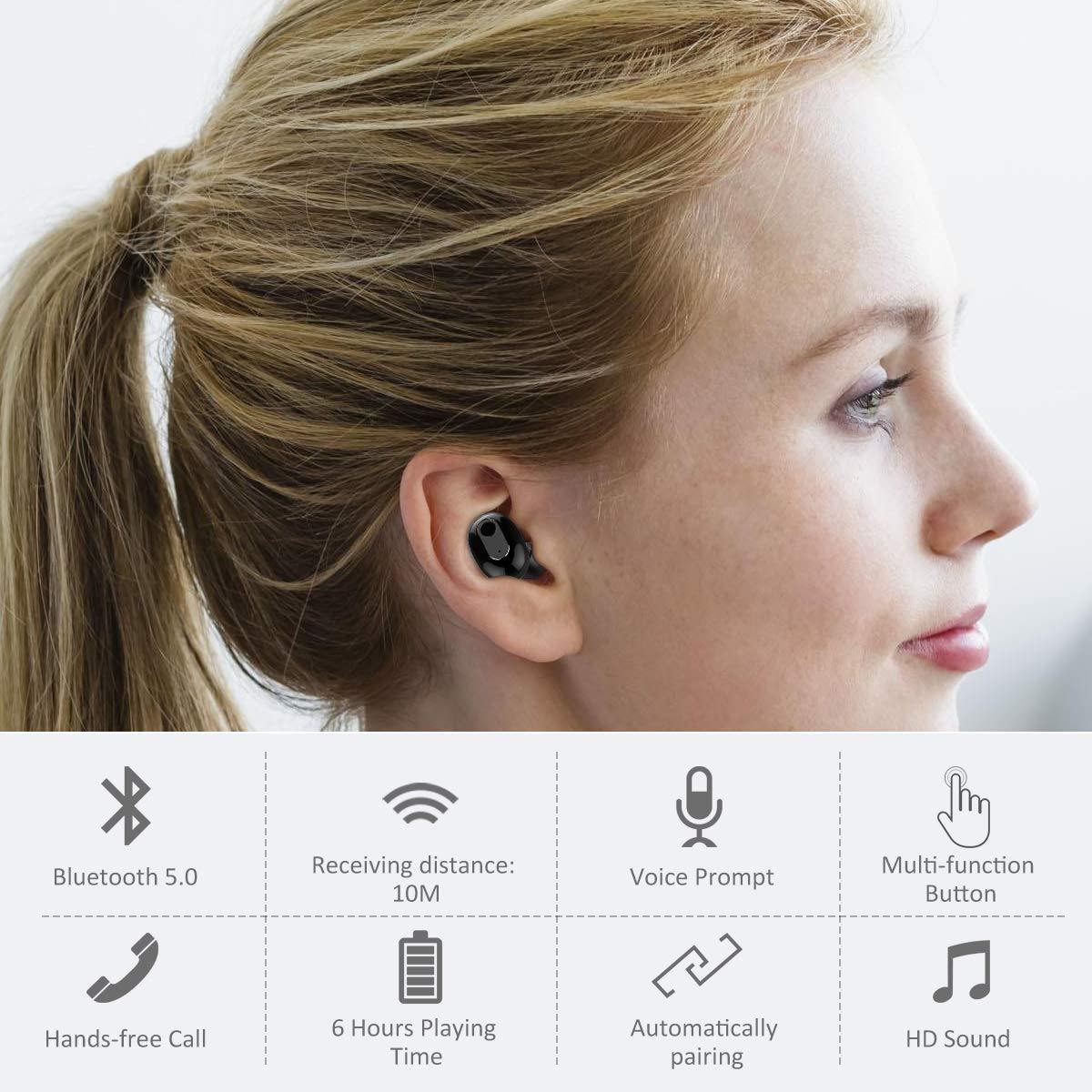 Starson S100 Mini Bluetooth Earbuds – Wireless Starson S100 earbuds for quality audio. -Bluetooth Earbuds -Robocraze