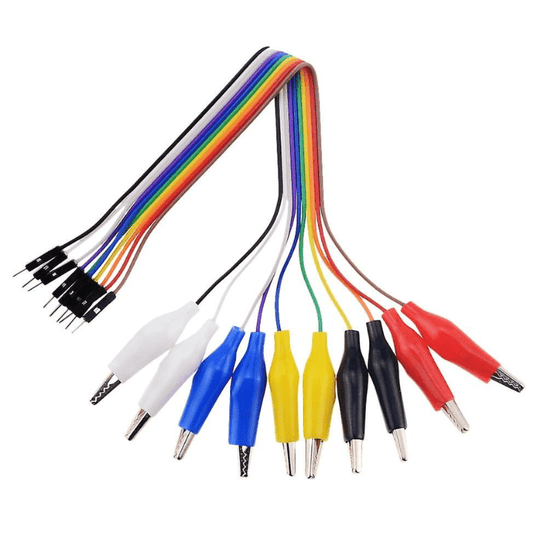 10-Pin Alligator Clip to Male Jumper Wire (20cm) – Ideal for test leads & prototyping. Electronic Components - Robocraze