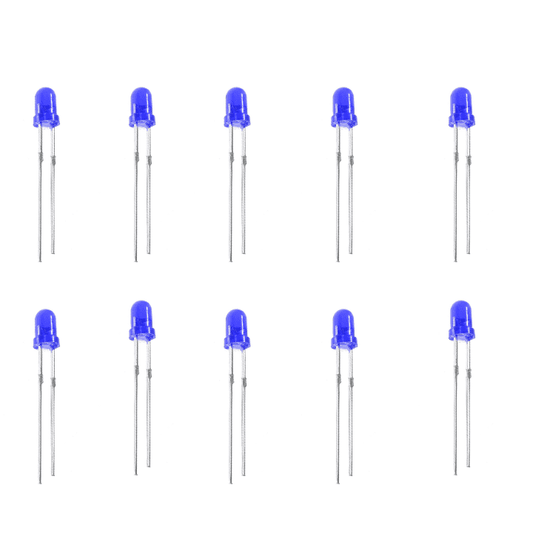 3mm DIP Diffused Blue LED (Pack of 10) – Long-lasting LED with diffused output - Electronic Components - Robocraze