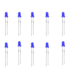 3mm DIP Diffused Blue LED (Pack of 10) – Long-lasting LED with diffused output - Electronic Components - Robocraze