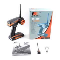 FlySky FS-GT2 Transmitter + FS-GR3E Receiver – FPV drone remote for quadcopters. -Robocraze