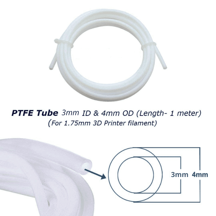 PTFE Teflon tube 3x4mm for 3mm filament guide in Bowden setups -Teflon Tube -Robocraze
