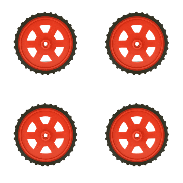 Red BO Motor Wheel (Set of 4) – Sturdy BO motor wheels for projects. -Robot Wheels and Chassis -Robocraze