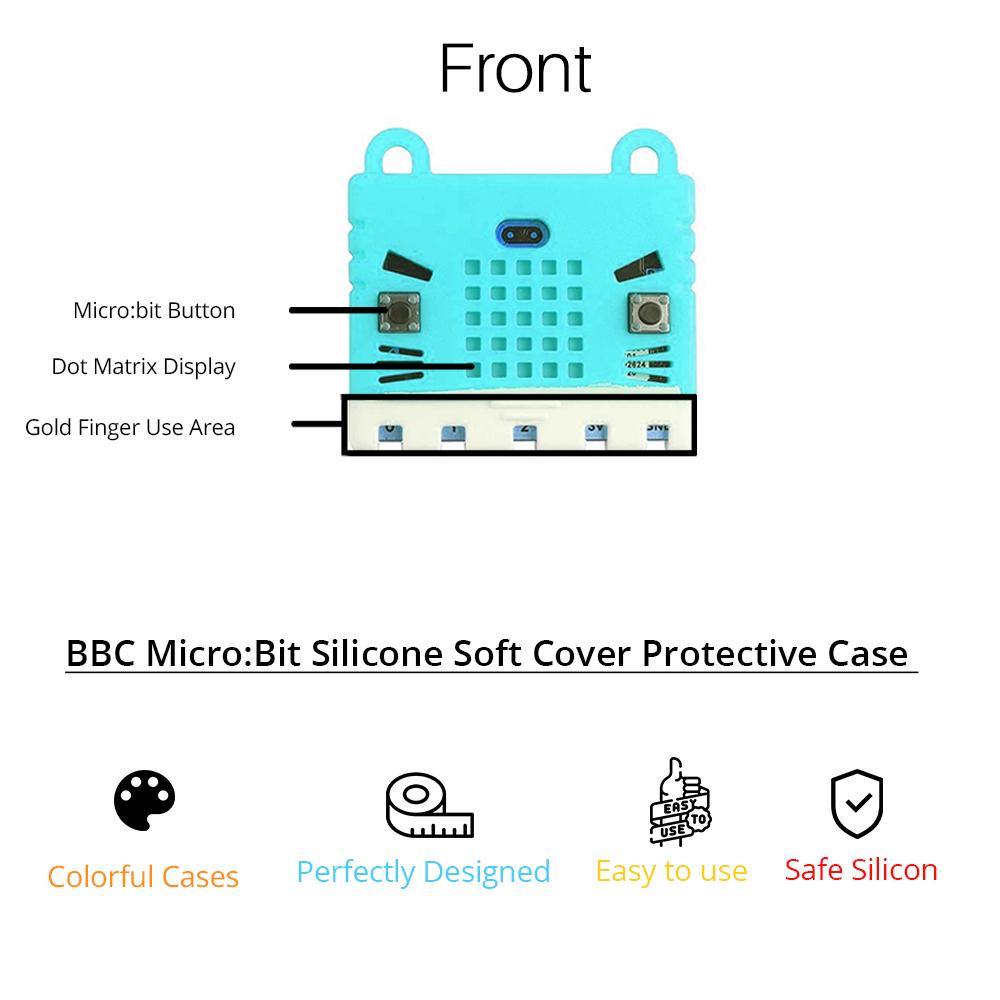 BBC Micro:Bit Silicone Soft Cover Protective Case (Light Blue) for Micro:Bit V1 & V2-Robocraze
