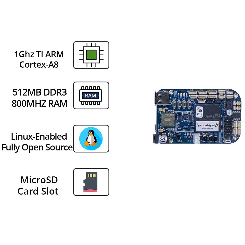 BeagleBone Blue Board – Robotics-focused board with built-in sensors & motor drivers. -BeagleBone -Robocraze