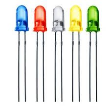 LED Combo (R-G-Y-B-W) 5mm - 10pcs Each – Multi-color LED pack for DIY projects - Electronic Components - Robocraze