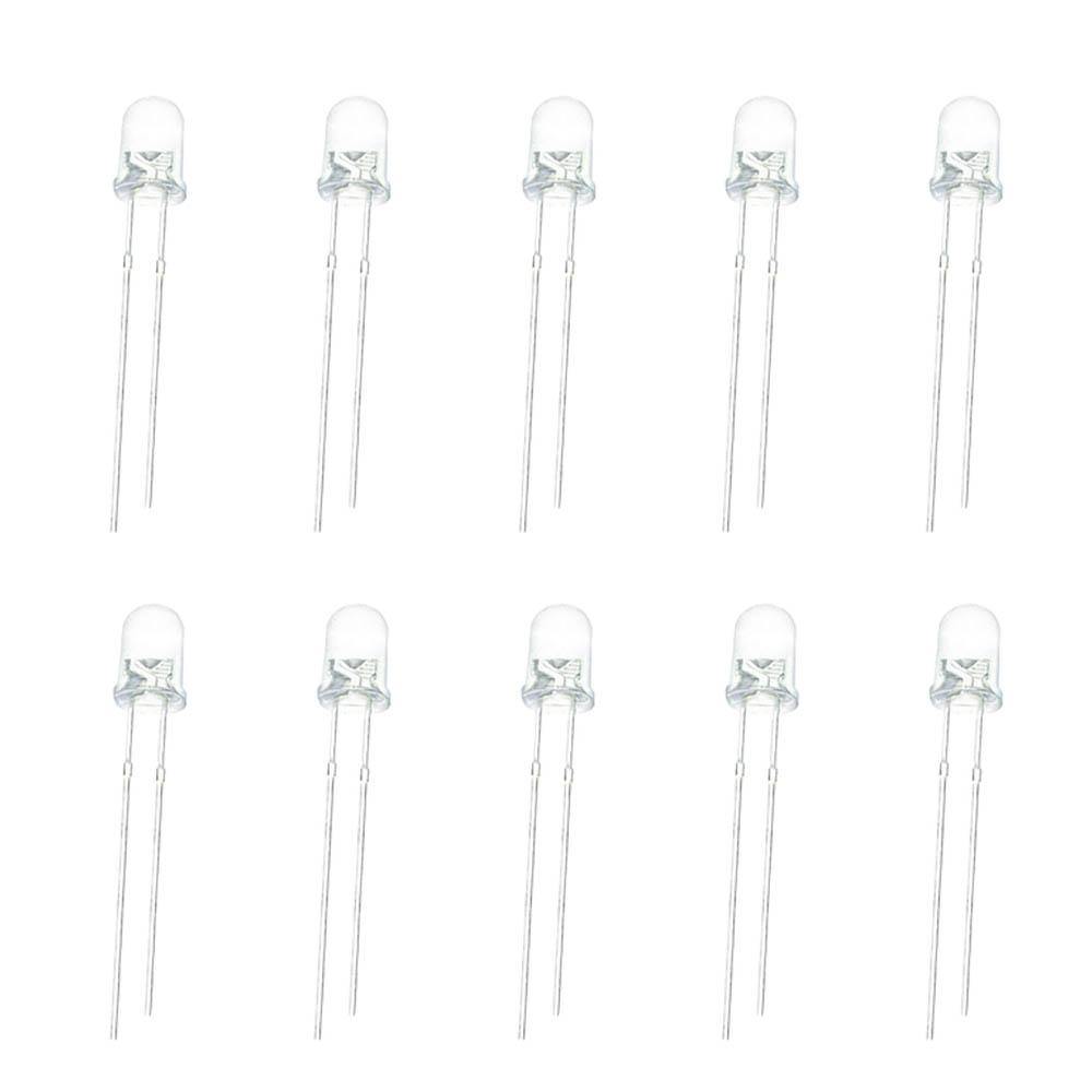 3mm White LED (Pack of 10) – Bright & energy-efficient LED for projects - Electronic Components - Robocraze
