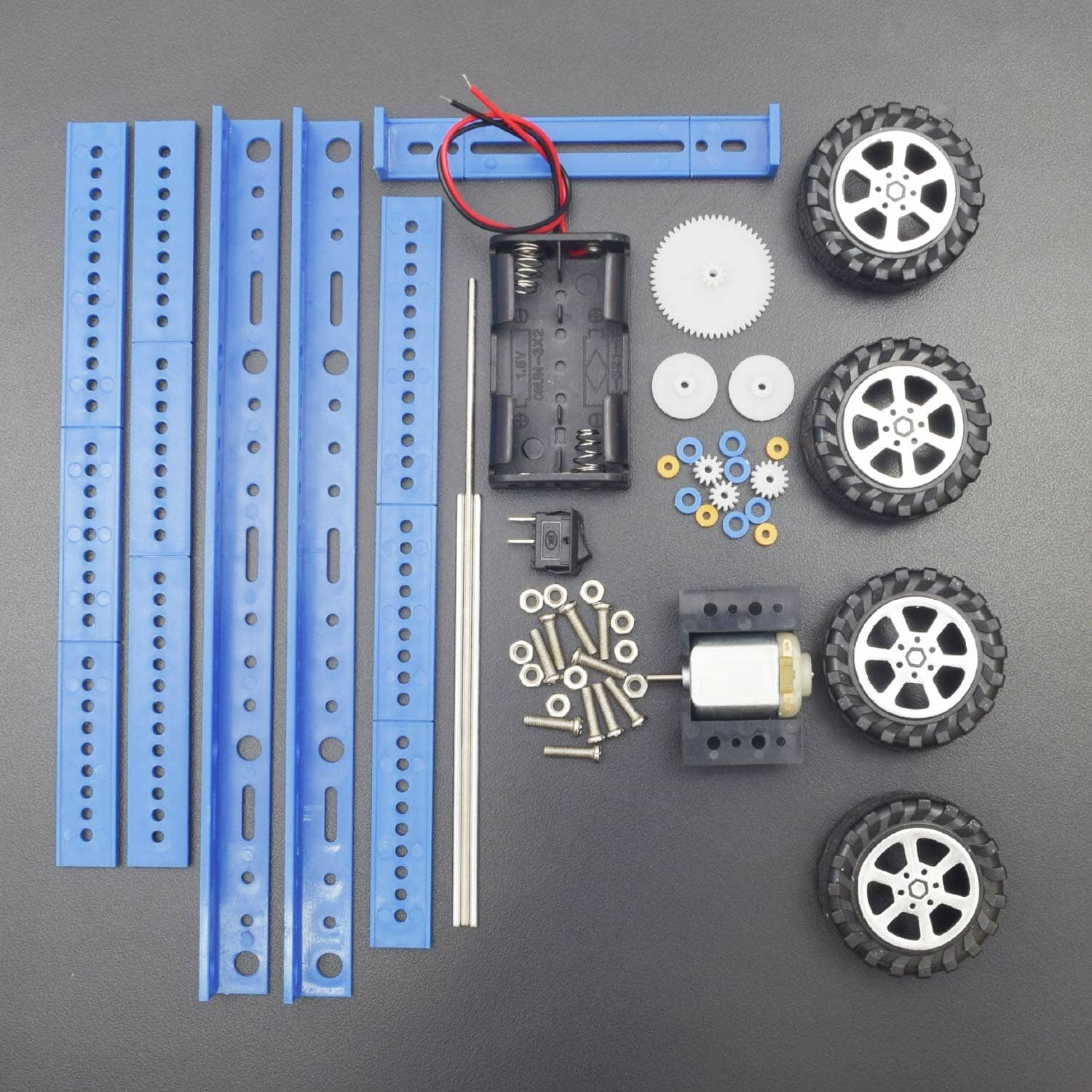 DIY Blue Electric 4-Wheel Drive Car Model – Exciting DIY Kits, STEM Kits, Robot Kits -Robocraze