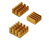 3 in 1 Gold Aluminum Heat Sink for Pi 4B – Heat sink for Raspberry Pi 4 cooling -Electronic Components - Robocraze
