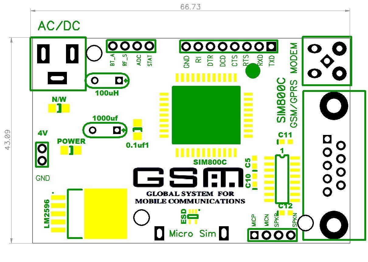 Sim 800C GSM Modem with Battery-Robocraze