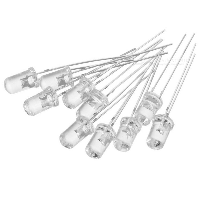 5mm White LED (Pack of 10) – Energy-efficient LED for home & hobby electronics - Electronic Components - Robocraze