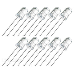 5mm White LED (Pack of 10) – Energy-efficient LED for home & hobby electronics - Electronic Components - Robocraze