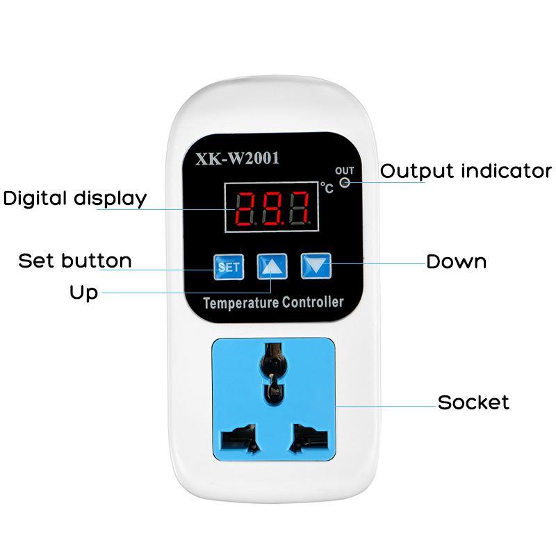 XK-W2001 Temp Controller Socket – Smart adjustable thermostat socket with probe & AU plug. -Robocraze