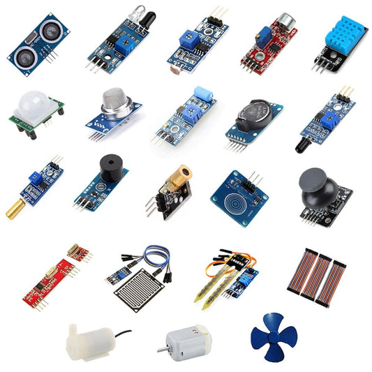 24 in 1 Sensors DIY Learning Kit โ Arduino sensor kit with 24 modules for electronics & IoT. -DIY Sensor Kit -Robocraze