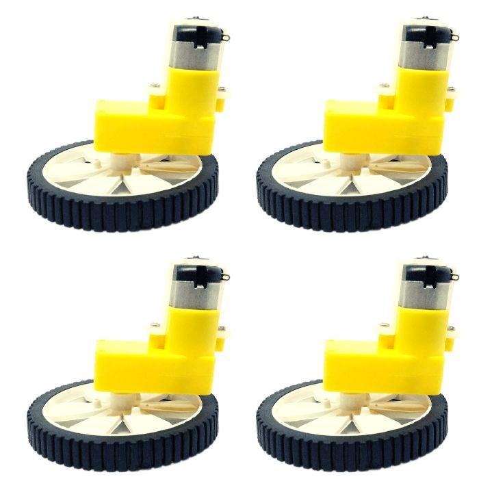 Single Shaft L-Shaped 60 RPM BO Gear Motor with Wheel (4 sets), ideal for robotics & toys – Robot Motors - Robocraze