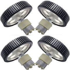 4 Pieces 10X2cm Robot Wheels + 4 Pieces 200 RPM DC Gear Motor, for robot chassis – Electric Motors - Robocraze