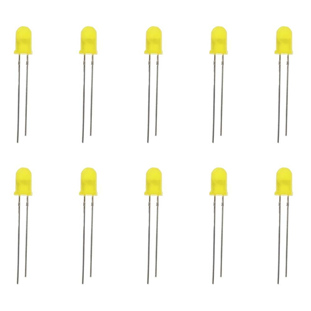 5mm Yellow LED (Pack of 10) – Durable & bright LED for electronic applications - Electronic Components - Robocraze