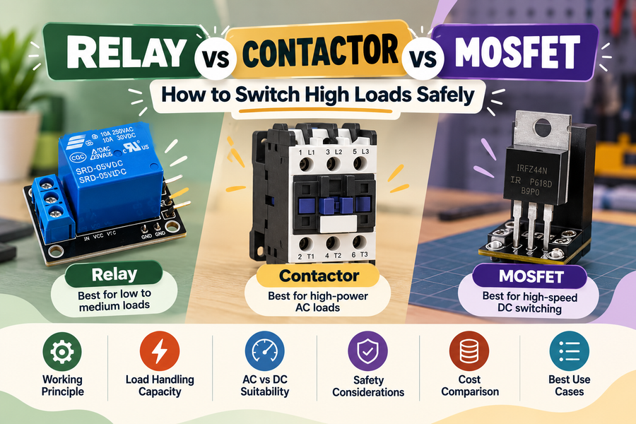 Relay vs MOSFET: How to Switch High Loads Safely