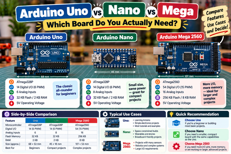 Arduino Uno vs Nano vs Mega: Which Board Do You Actually Need?