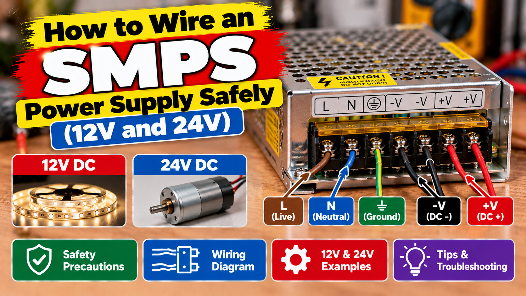 How to Wire an SMPS: L, N, Earth, V+ and V- Explained – Robocraze