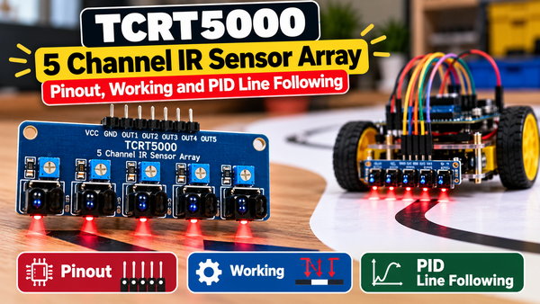 TCRT5000 5 Channel IR Sensor Array: Pinout, Working and PID Line Following