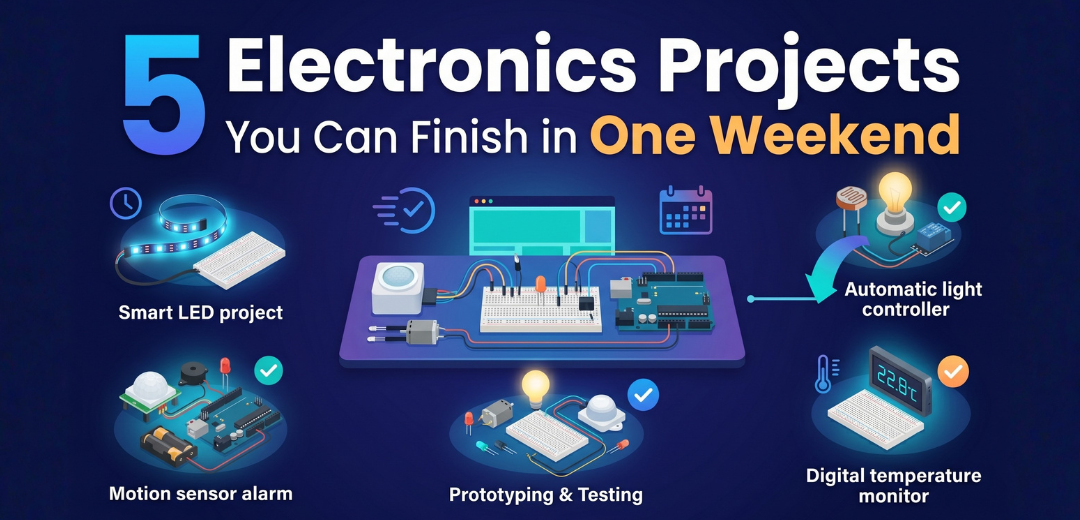 5 Electronics Projects You Can Finish in One Weekend - Cover Images