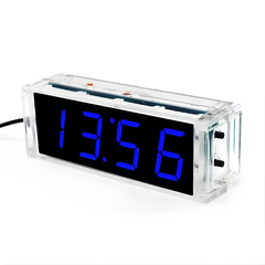 1-Inch LED Digital Display DIY Clock Kit (Blue) – Light-Control MCU Project Set with Casing -Robocraze