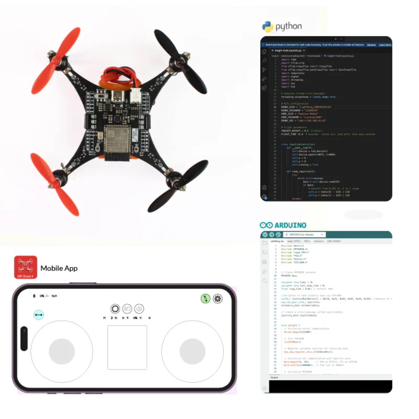 LiteWing ESP32-S3 Programmable Drone Development Board with Battery -Robocraze