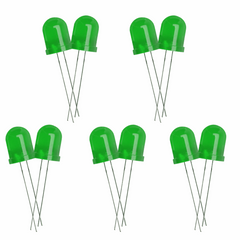 10mm Bright Green LED - 10pcs Pack – LED for electronics & DIY projects - Electronic Components - Robocraze
