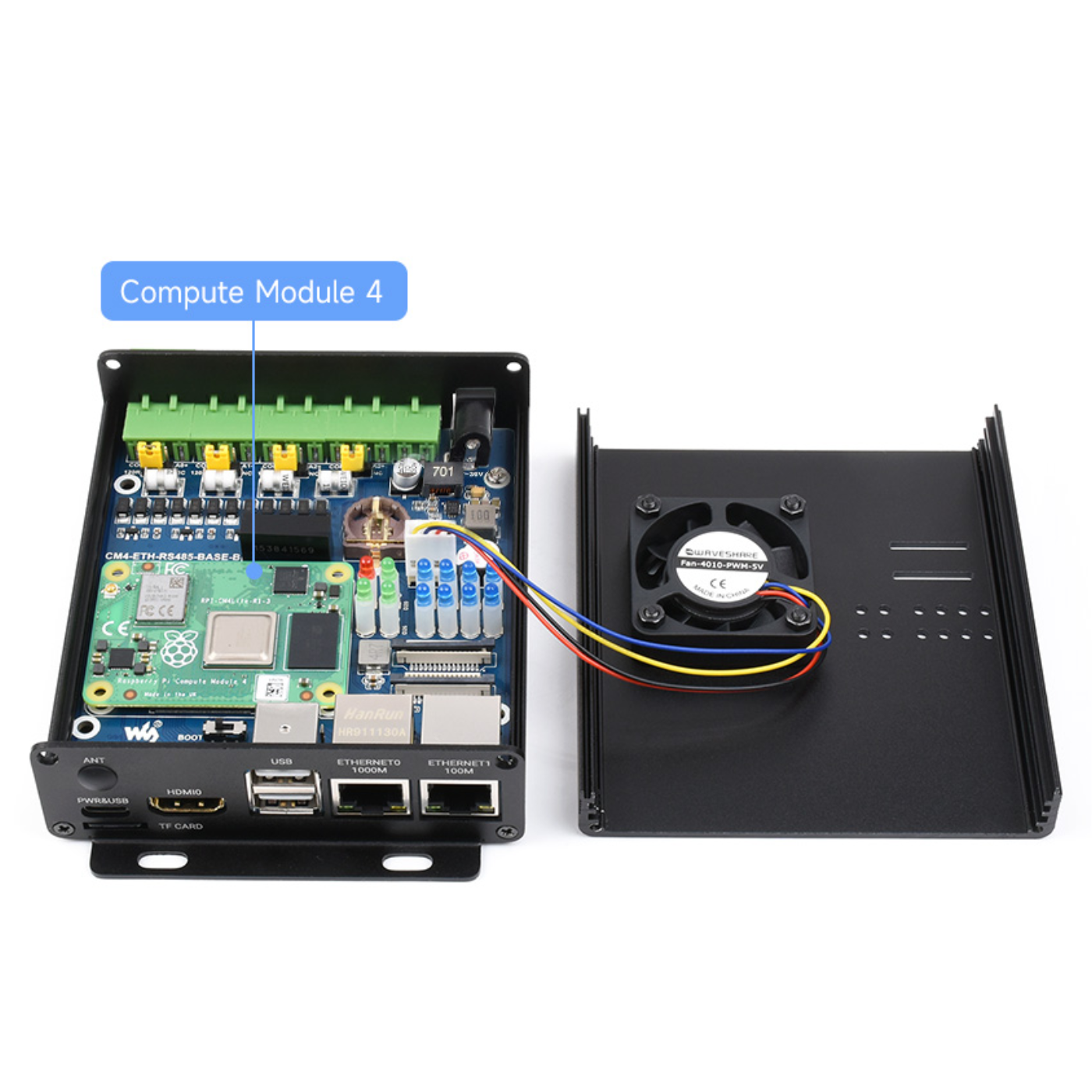 Waveshare CM4-ETH-RS485-BOX-B-EU Dual ETH Mini Computer For Raspberry Pi CM4 with Dual ETH & 4CH RS485