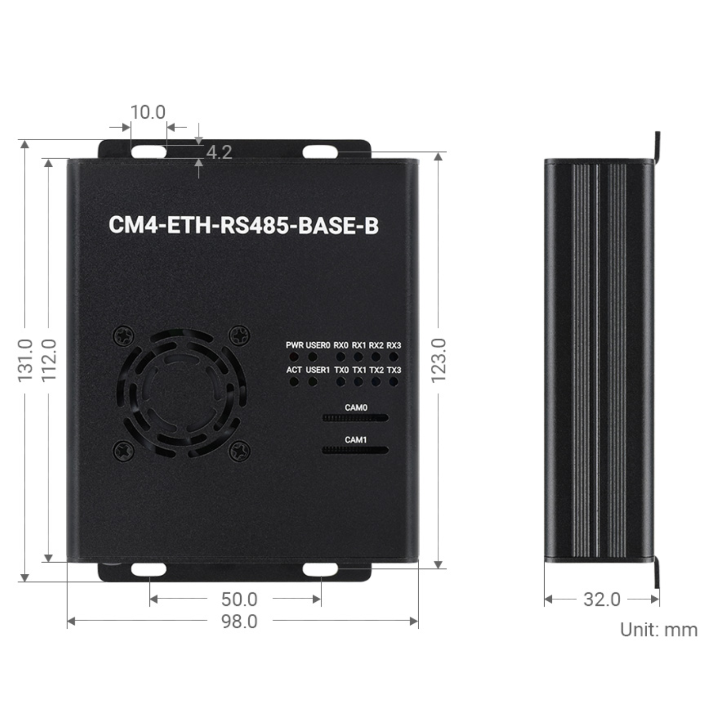 Waveshare CM4-ETH-RS485-BOX-B-EU Dual ETH Mini Computer For Raspberry Pi CM4 with Dual ETH & 4CH RS485